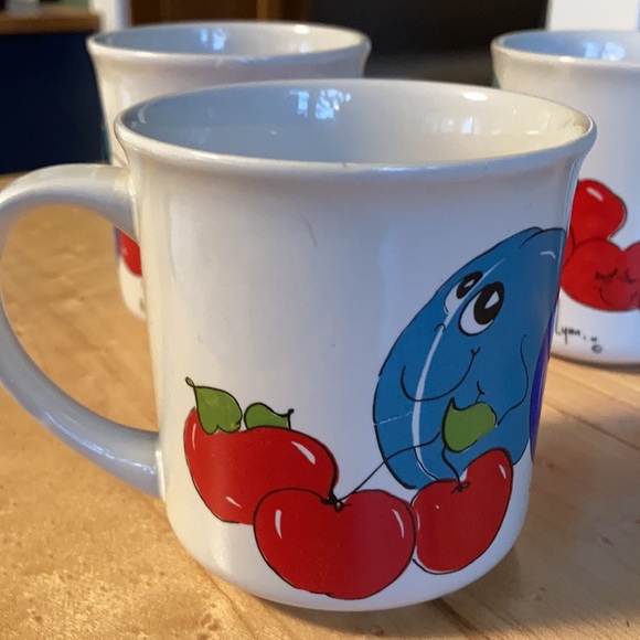 3 Vintage Nancy Lynn Mugs Groovy Plum & Cherry - Picture 2 of 6